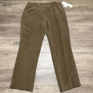 JONES NEW YORK 100% Silk Straight Leg Trousers Pants Brown Lined Sz 16 NWT